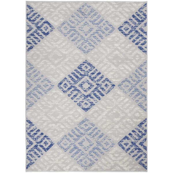 Homeroots 4 x 6 ft. Gray & Blue Diamonds Area Rug 385904 - main